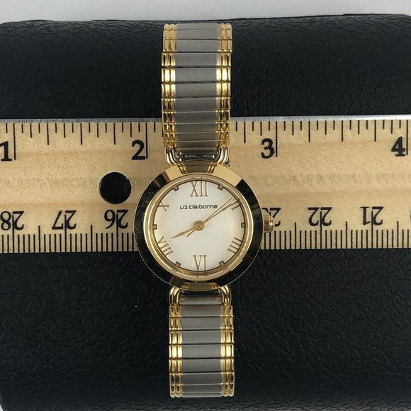 NEW - Liz Clairborne Two Tone Stretchy Flex Band Watch Minimalist Quiet Luxury - Picture 10 of 11